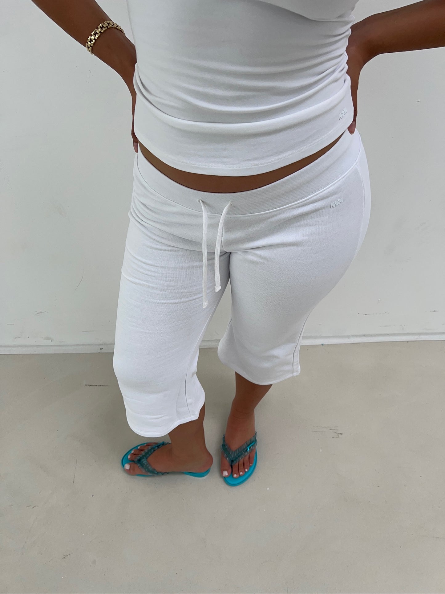 capri sweatpants white