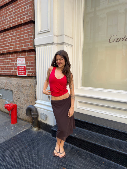 slip skirt mesh cocoa
