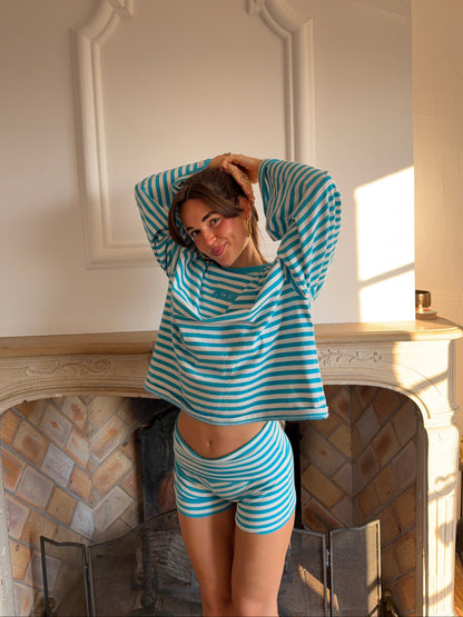 oversized longsleeve long turquoise stripes