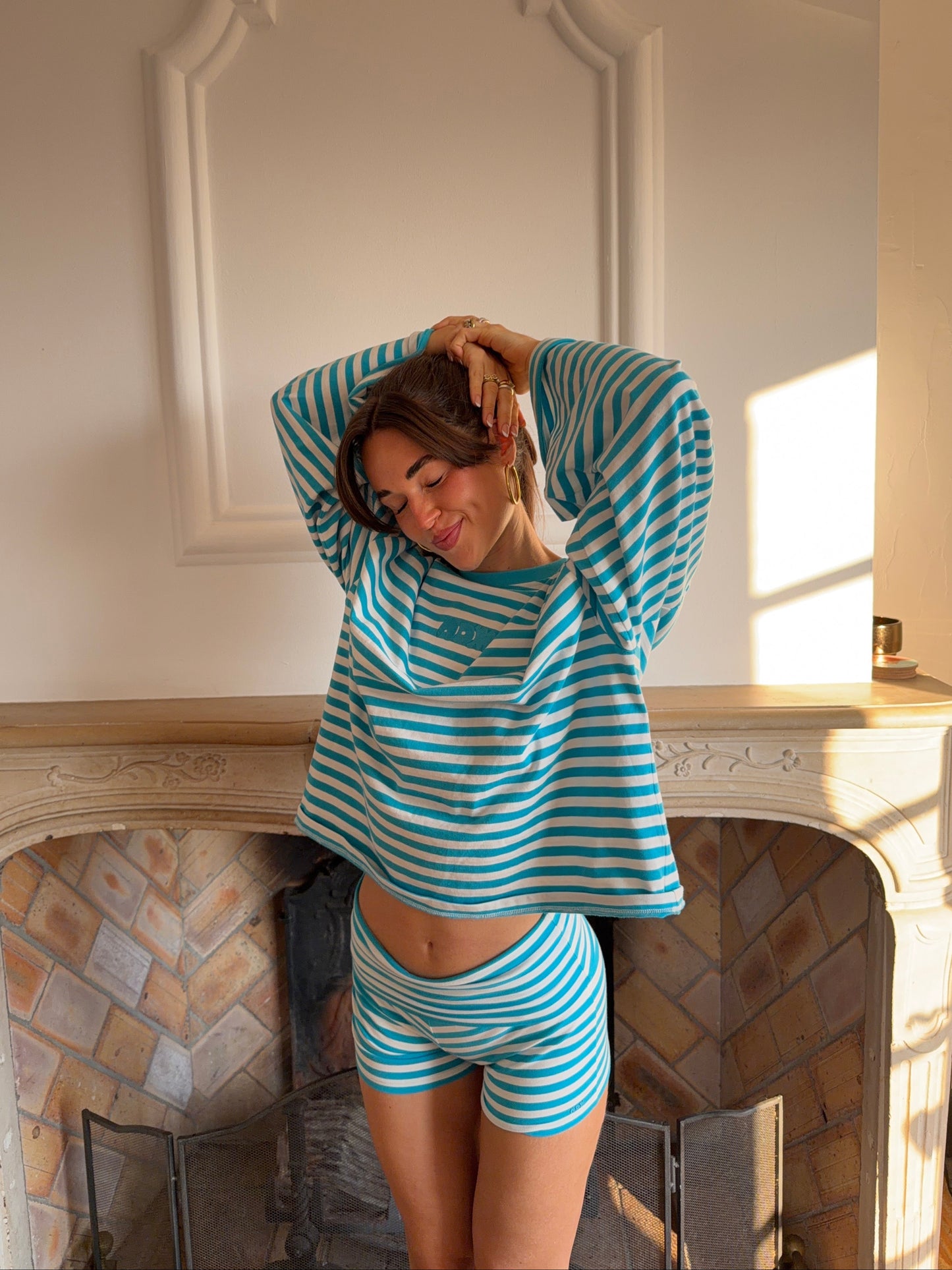 oversized longsleeve long turquoise stripes