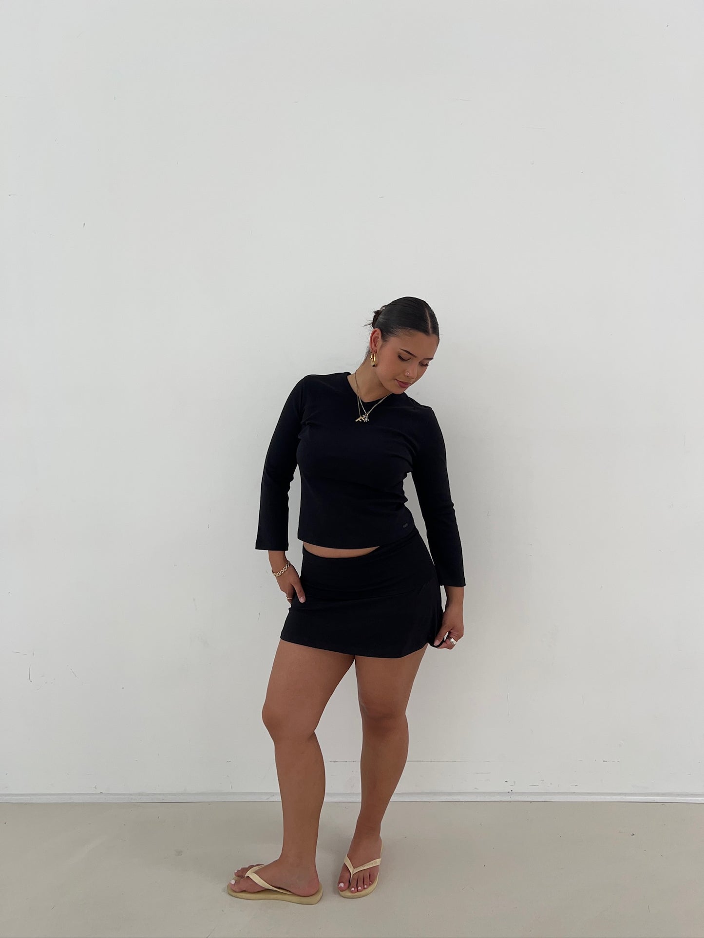 soft skirt set black