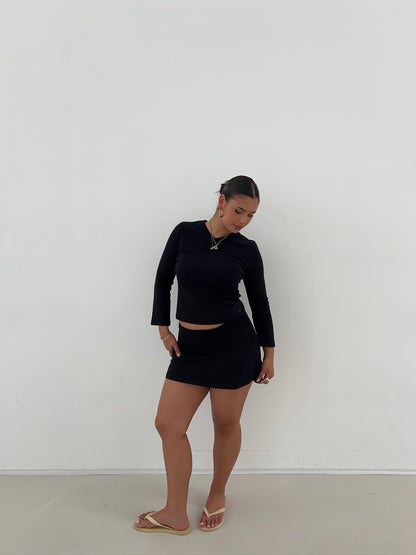 soft skirt set black
