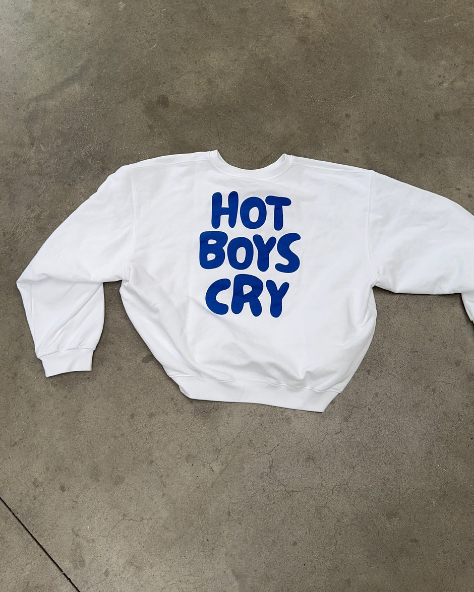 hot girls cry sweater white