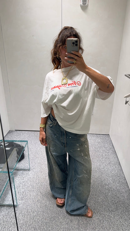 icons boxy tee white