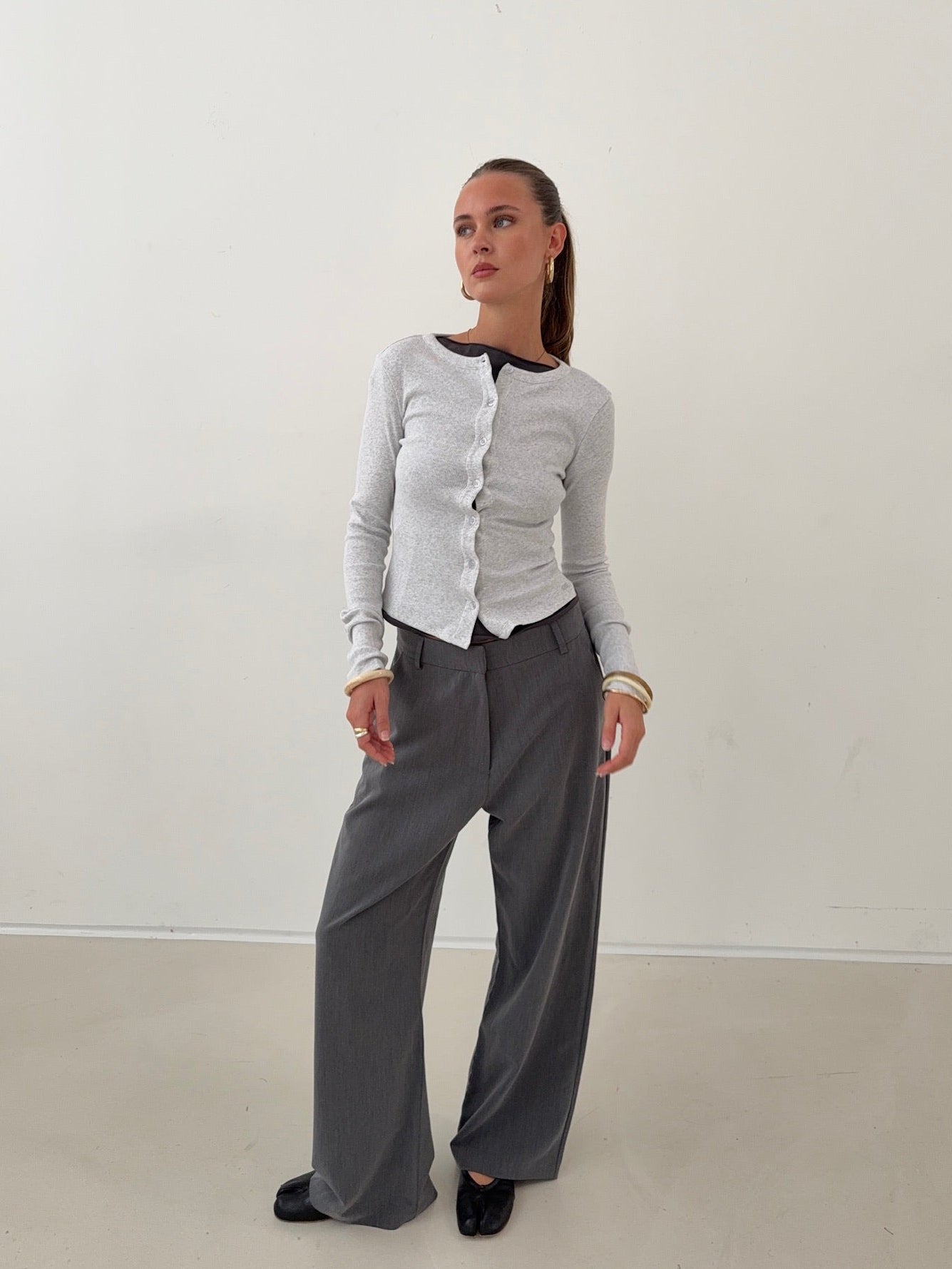 All Day Suit Pants Grey | Relaxed Wide Fit | Nom Originals