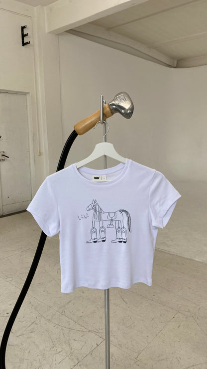 all day tee white - horse