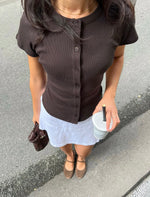 short sleeve cardigan chocolate