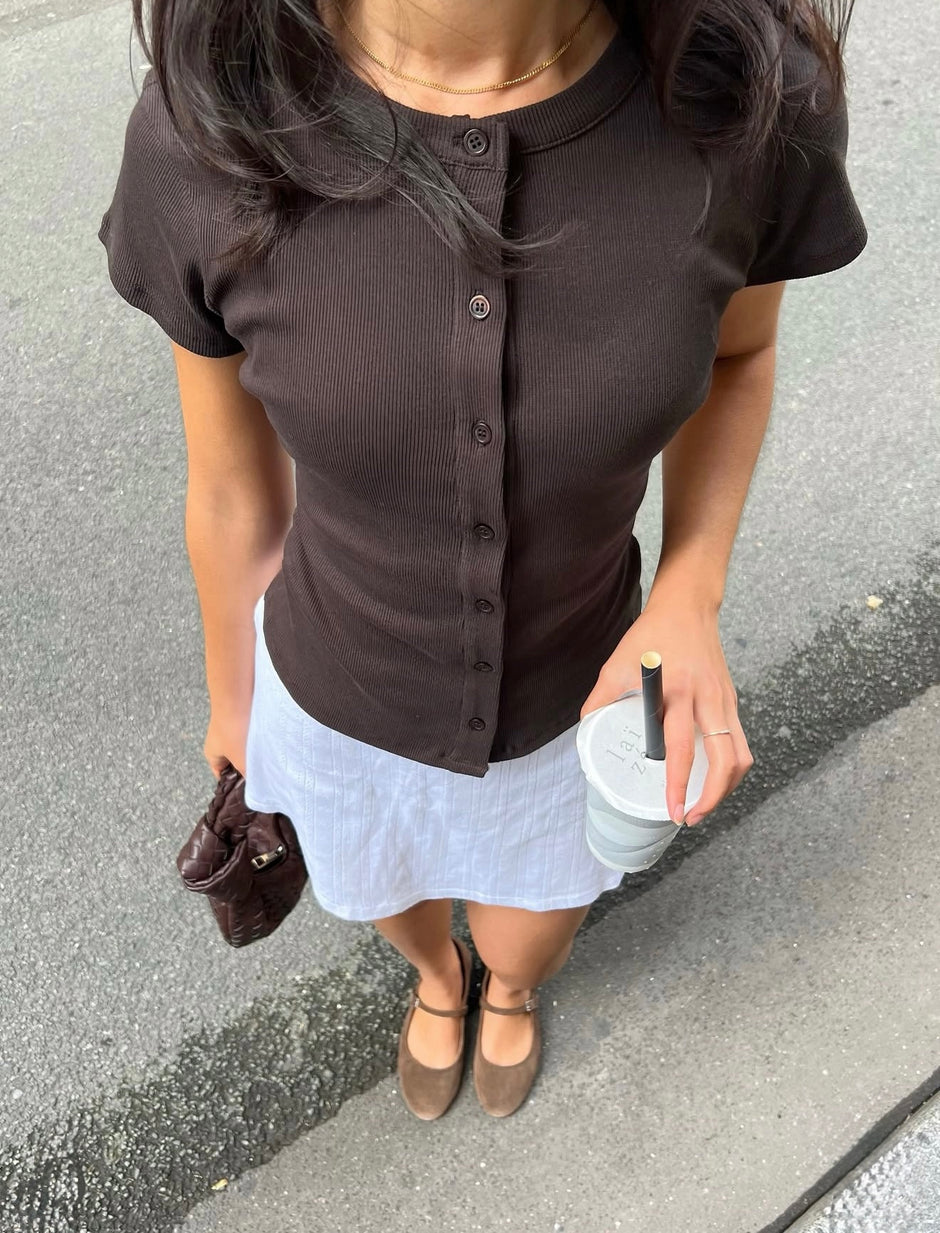 short sleeve cardigan chocolate