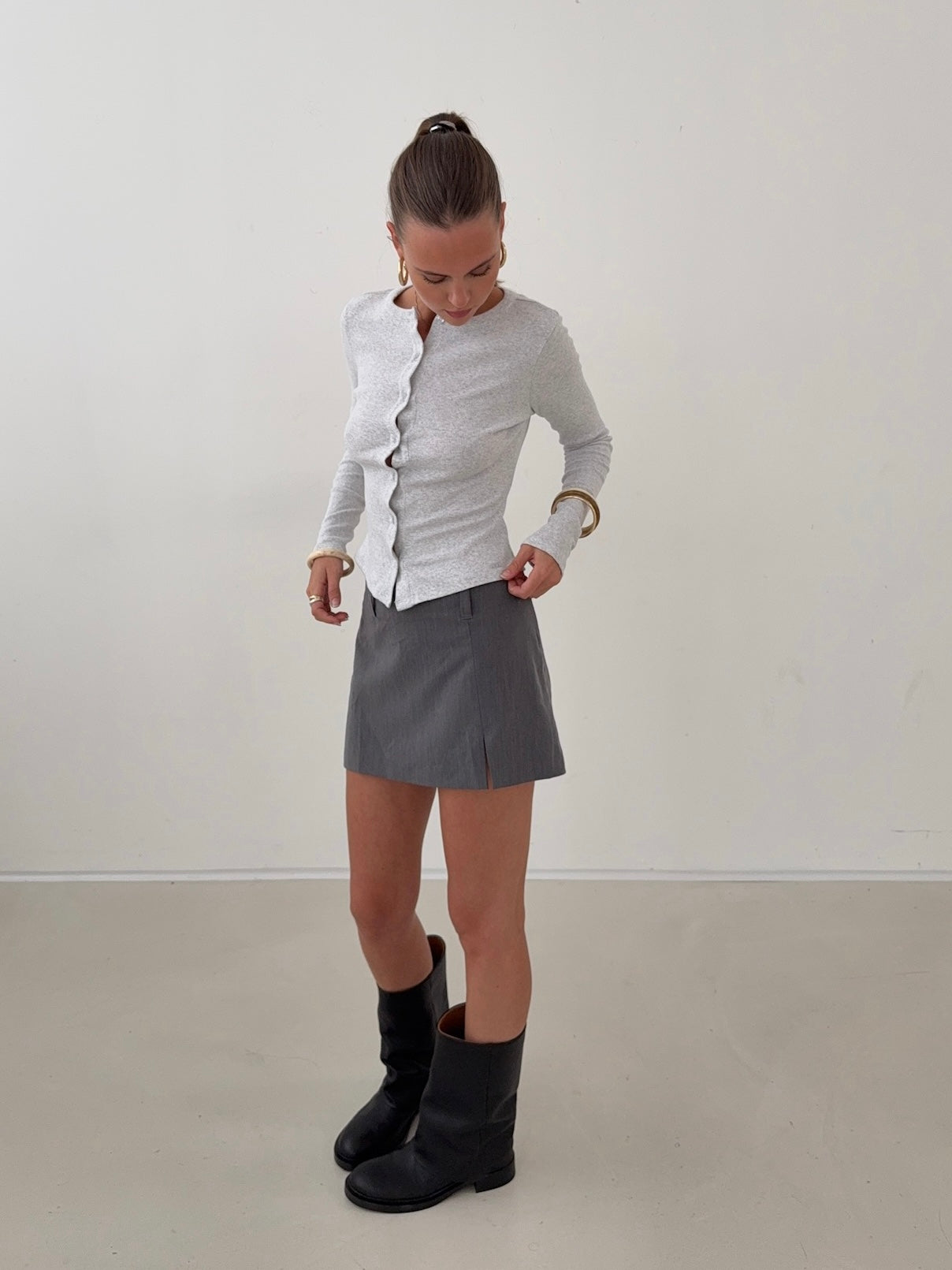 Mini Skirt Grey | Soft Tailored Fit | Nom Originals