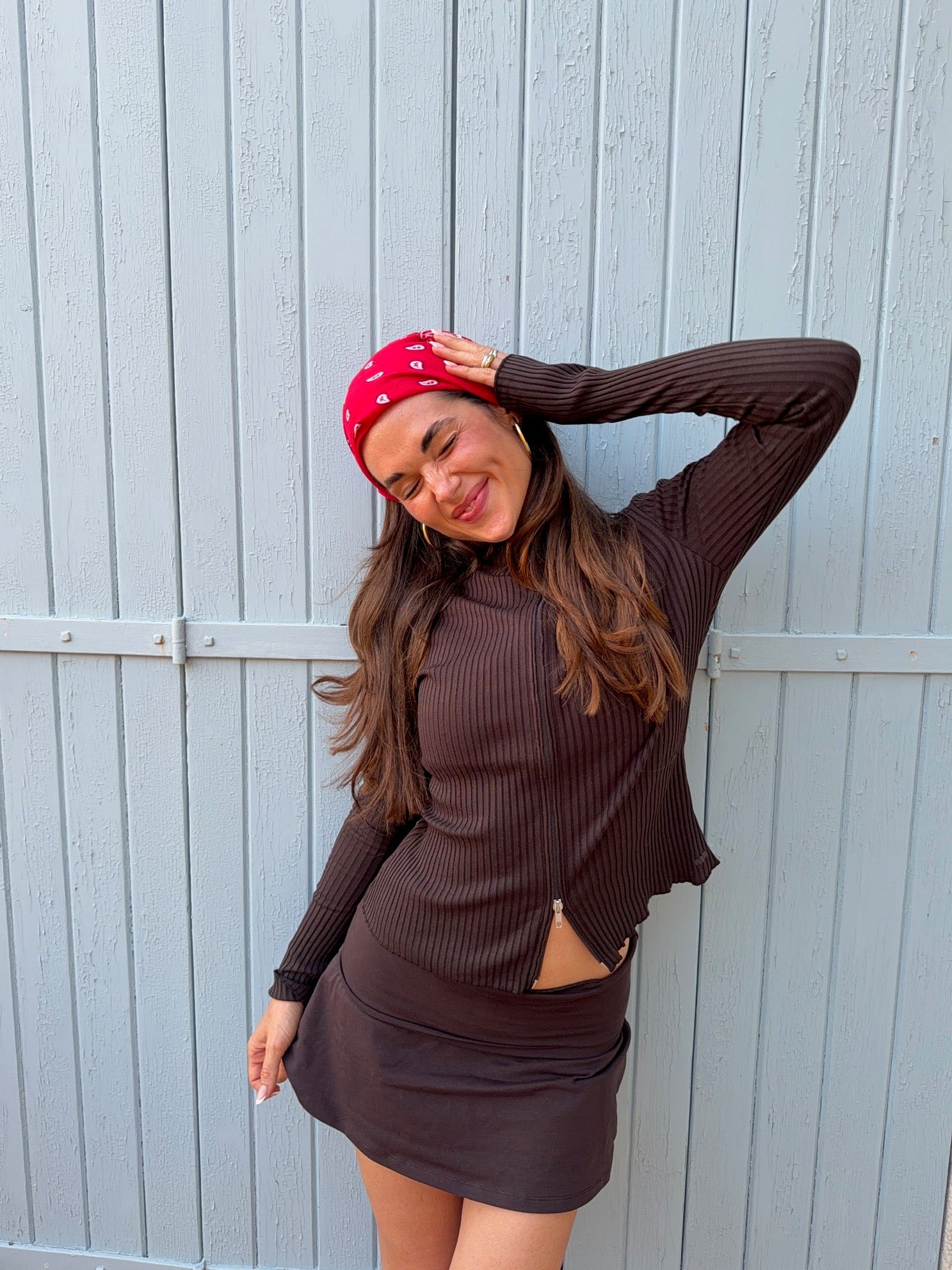 Zip Longsleeve Cocoa | Ribbed Cotton | Nom Originals