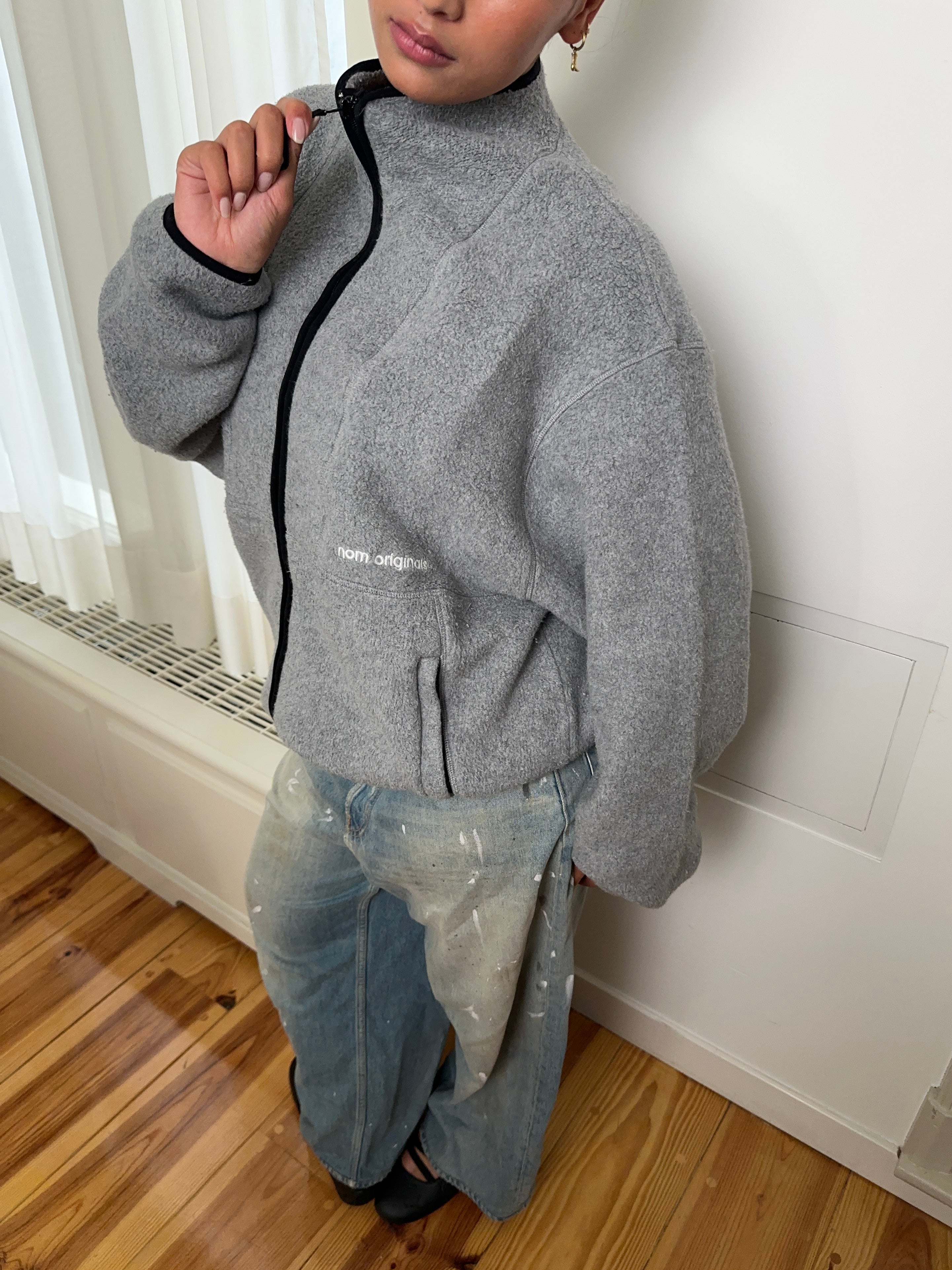 Fleece Jacket Grey Melange | Organic Cotton | Nom Originals