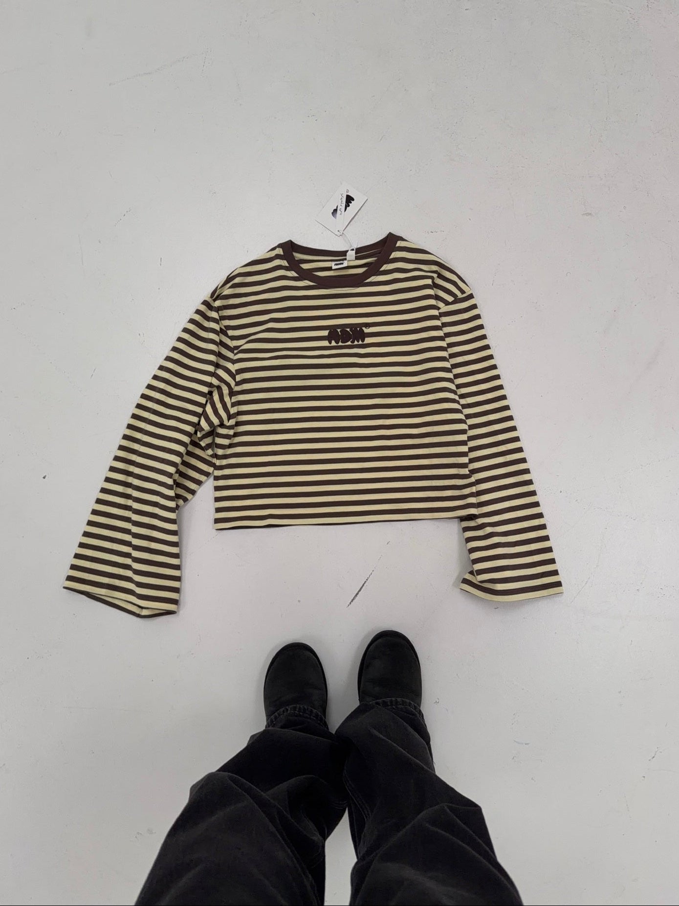 oversized longsleeve butter brown stripes