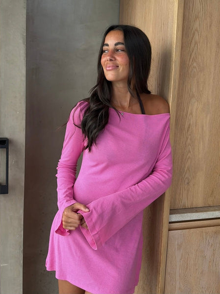Flared Casual Dress Magenta | Organic Cotton