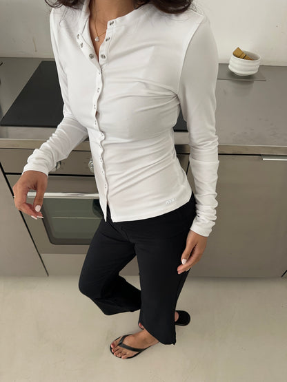 longsleeve snap top white