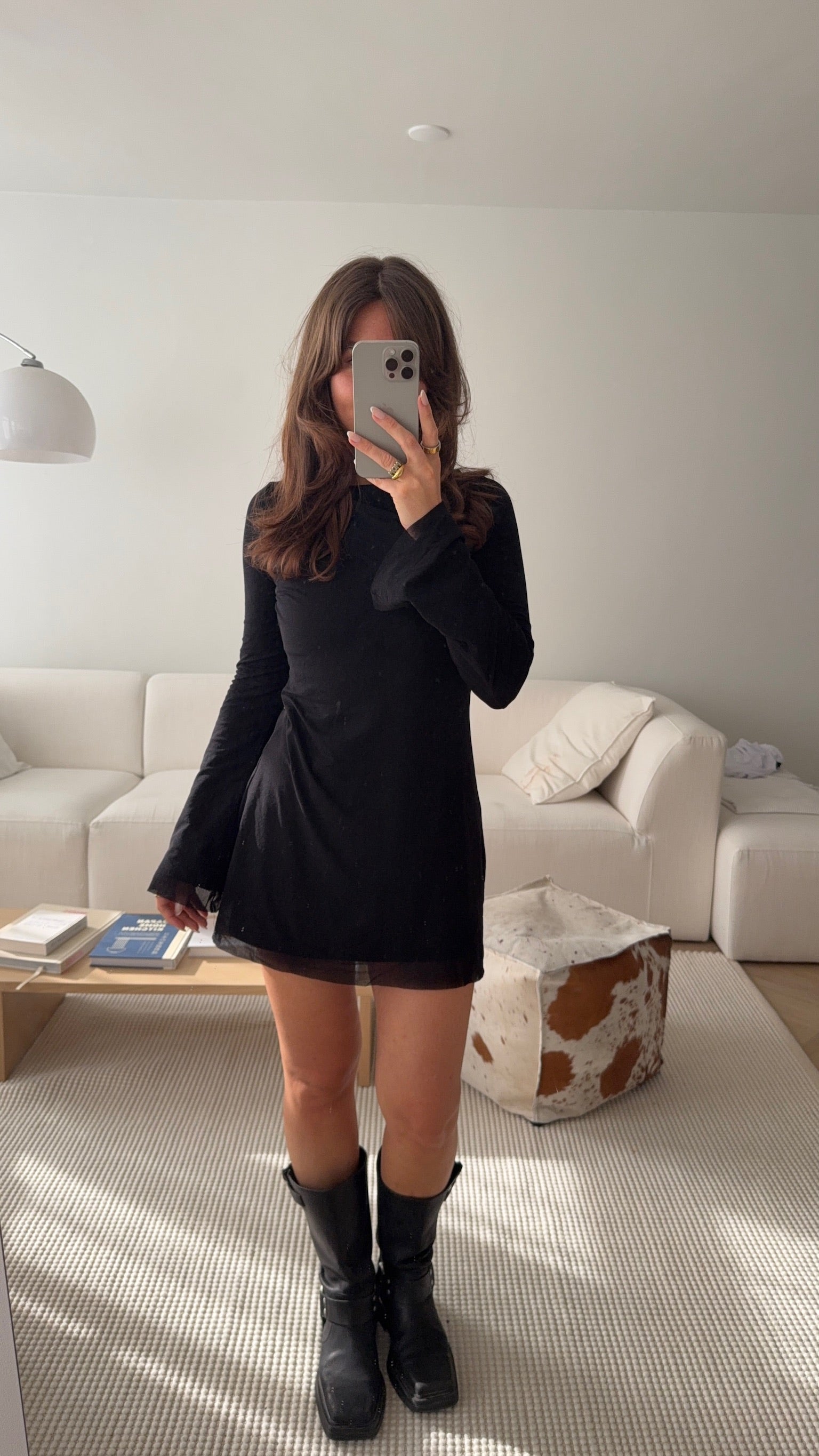 Flared Mini Dress Black | Layered Fit | Nom Originals