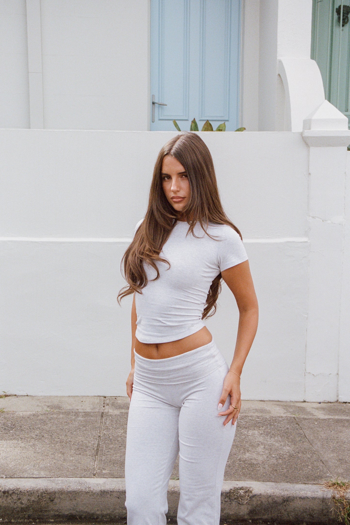 soft tee long grey melange