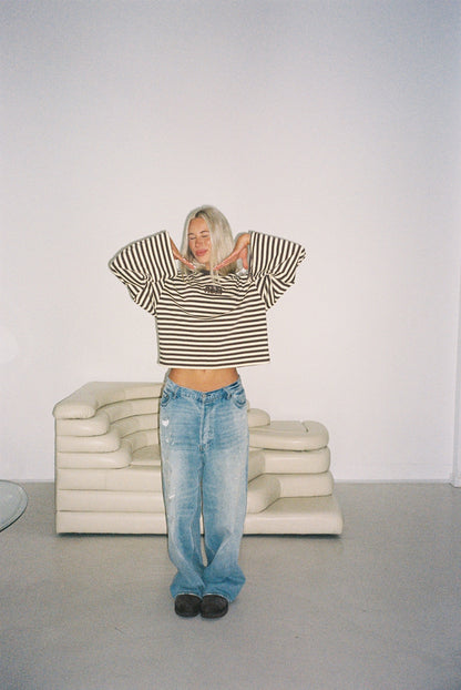 oversized longsleeve butter brown stripes