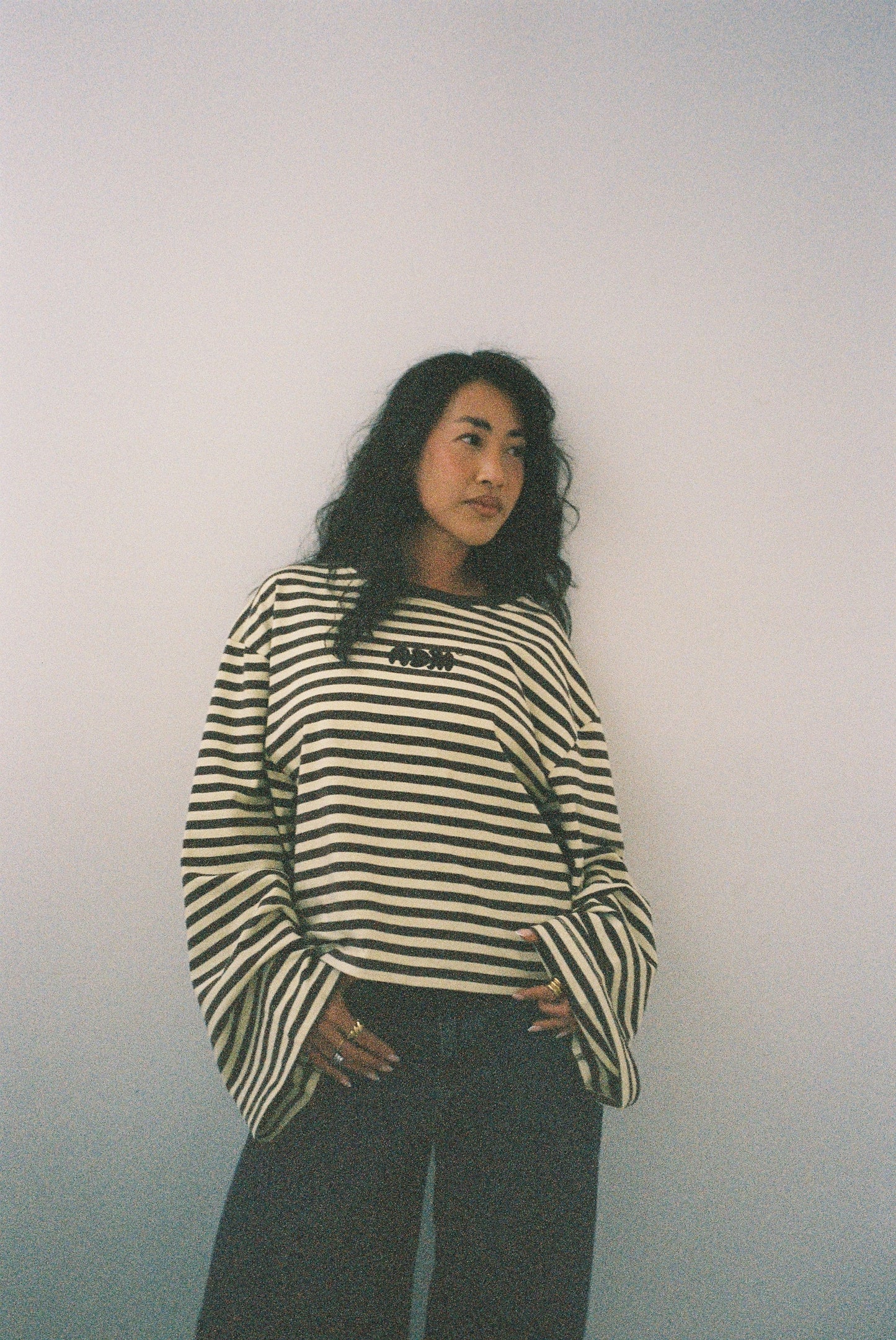 oversized longsleeve butter brown stripes