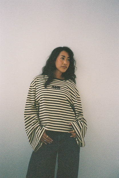 oversized longsleeve butter brown stripes