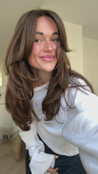 wide neck waffle longsleeve white